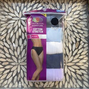 5 Pack Fruit of the Loom Cotton Stretch HI~CUT Brief Size 10 Black Pastels